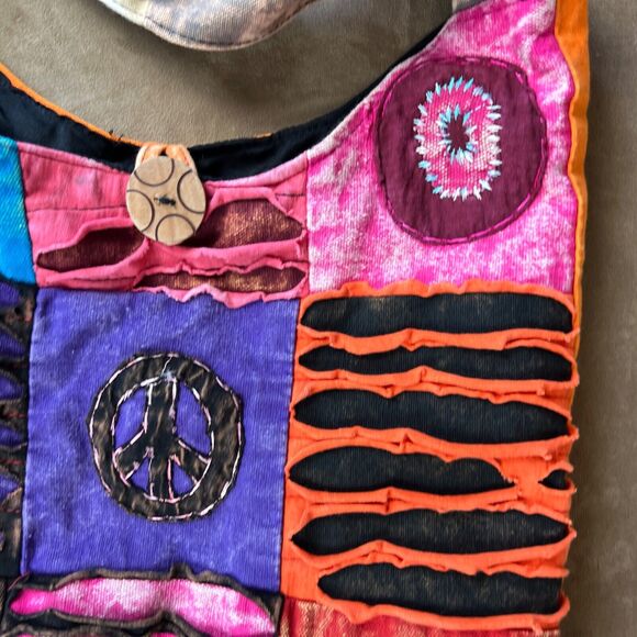 Handmade Hippie Crossbody Bag "LOVE" Patchwork Boho Purse Hobo 90s Bohemian - Picture 10 of 15